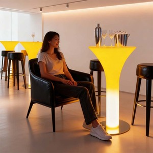 Table de <span class=keywords><strong>bar</strong></span> ronde lumineuse à DEL pour l'extérieur Table en plastique étanche pour mariage Hôtel Garden Party Occasions - Product Image 4