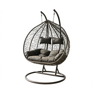 Fauteuil suspendu double en rotin OEM ODM avec coussin, chaise œuf double pour 2 personnes avec support pour patio, <span class=keywords><strong>jardin</strong></span>, terrasse - Product Image 3
