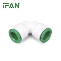 Fournisseur IFAN Raccords de tuyauterie en plastique DIN 8077 Raccords de tuyauterie PPR à coude égal 20-32MM Raccords à connexion rapide PPR de couleur blanche