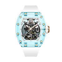 Reloj Mecánico Automático Ultrafino para Hombre, Diseño Tonneau, Acero Inoxidable, Resistente al Agua, Cristal Analógico de Alta Calidad