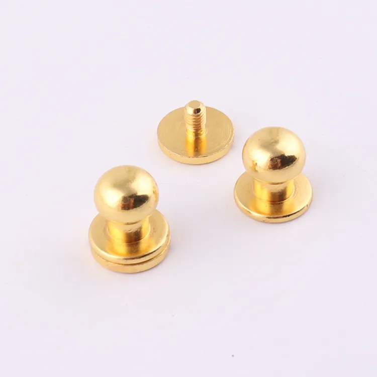 gold color 8mm solid brass metal screw back button stud for leather craft