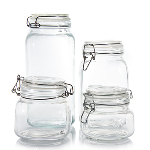Cocina 200ml-5L redondo cuadrado vidrio almacenamiento de alimentos tarro tapa hermética vidrio encurtidos <span class=keywords><strong>tarros</strong></span> con tapas de Clip - Product Image 5