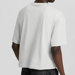 เสื้อยืดโอเวอร์ไซส์ทรงบ็อกซี่ คอโอ คอตตอน 100%  แบบริบ  สำหรับผู้ชาย  รับสกรีนลายตามสั่ง  สไตล์สตรีทแวร์ - Product Image 6