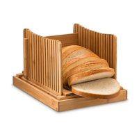 Trancheuse à pain en bambou faite maison planche à découper Guide de coupe pliable plateau à miettes Rectangle Laser coupe-pain non toxique