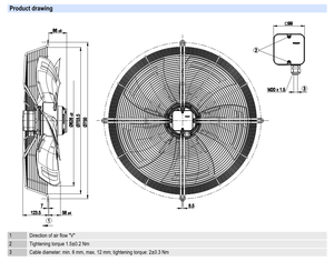 Ventilador Axial Industrial ebm-papst S8D630-AN01-01 de 630 mm, 3 Fases, Ventilación, Refrigeración HVAC - Product Image 3