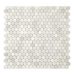 Piastrelle a Mosaico Circolari in Avorio 12x12 Pollici, Decorazione per Pavimenti e Pareti in Pietra Naturale - Product Image 1