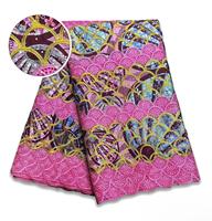 Kain Ankara Wax Cetak Nigeria Berkualitas Tinggi 3D 5 Yard, Batik Super Grand Afrika Bordir Renda Emas, Bernapas, Cocok untuk Pernikahan