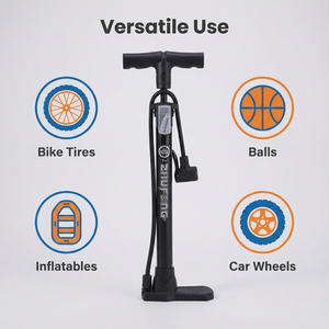 मैनुअल 120psi साइकिल एयर पंप इंफ्लेवेटर नायलॉन स्टील सामग्री फर्श पंप के लिए - Product Image 5