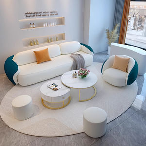 モダンな高級風受付ソファセット小さなアパート衣料品店美容室ストレート3つの残りエリア生地室内装飾品 - Product Image 4