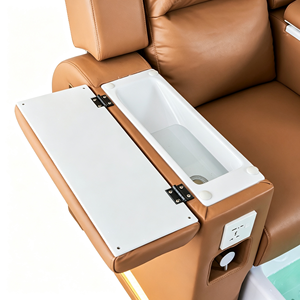Brown Electric Reclining Pedicure Chair Built‑in Pull‑out Foot Basin With Side <b>Socket</b> LED <b>Light</b> Foot Spa Chair Beauty Salon - Product Image 6