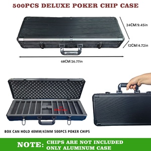 Étui de transport professionnel pour jetons de <span class=keywords><strong>poker</strong></span>, en aluminium noir, 68x24x12cm, grande capacité, impression numérique Casino Night, sans MOQ, 500 unités. - Product Image 1