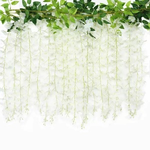 Fleurs artificielles de glycine Hua Qianyun, guirlande décorative en soie blanche pour plafond, plante de couverture pour mariage - Product Image 1