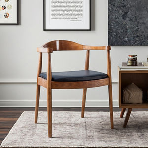 Poltrona Presidenziale Kennedy Stile Nordico Hiroshima con Schienale per Sala da Pranzo e Soggiorno, Poltrona in Legno Massello per Ristorante - Product Image 5