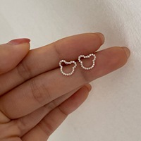 Bijoux fins, plaqué or 14 carats, argent sterling 925, petit ours avec zircone cubique, piercing hélix, boucles d'oreilles clous