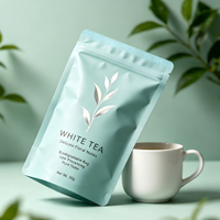 Sachet Doypack personnalisable avec estampage argenté et fermeture éclair refermable pour l'emballage des feuilles de thé