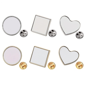 昇華ブランクメタルピンボタンシルバーゴールドラペルバッジ、DIYジュエリー用アルミニウムシート付き - Product Image 1