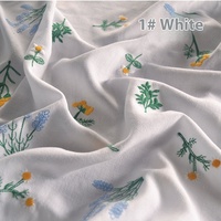 Tissu en coton et lin brodé de petites fleurs pour femmes, tissu en lin doux, jacquard brodé