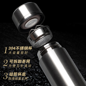 แก้วน้ำสแตนเลสสุญญากาศ 304 ทรงตรง พกพาสะดวก ของขวัญทางธุรกิจ สีดำ - Product Image 2