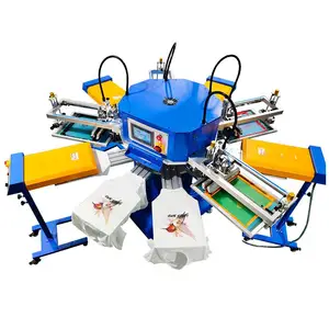 4 Color Screen Printing Machine Automatic T-Shirt Printing Rotary Screen Printer