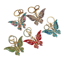 Diamant cristal mode voiture sac charme strass Bling papillon porte-clés pendentif papillon métal 3D mode cristal porte-clés