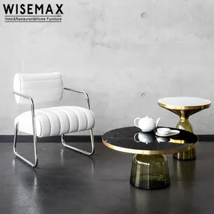 Wisemax Mobiliário estilo empresarial sala de reuniões poltrona 202 estrutura de aço inoxidável com couro PU conjuntos de cadeiras de escritório apoio de braços