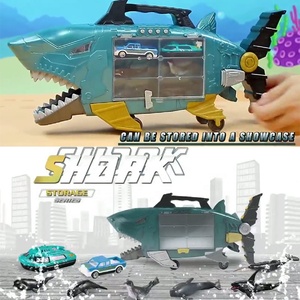 Nouvelle boîte de rangement portable pour jouets requins avec animaux marins et voitures miniatures à roues libres, jouets pour enfants - Product Image 6