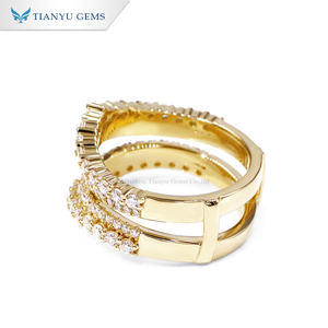 Tianyu permata 2ctw potongan bulat D tidak berwarna berlian moissanite cincin bungkus <span class=keywords><strong>enhancer</strong></span> asli 18k 14k10k cincin berlian lab wanita emas kuning - Product Image 5