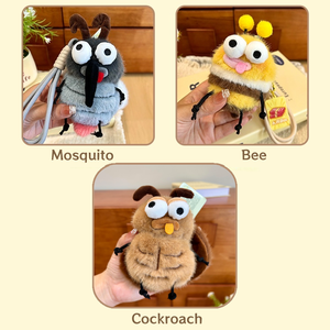 Divertido Llavero de Peluche de Insecto <span class=keywords><strong>con</strong></span> Sonido, Alas que Hacen Ruido, Mini Colgante de Peluche Suave para Mochila Escolar, Decoración para Llaves de Coche, Amuleto de Insecto para Bolsos - Product Image 3