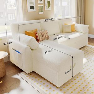 Sala de estar Sofá <span class=keywords><strong>cama</strong></span> <span class=keywords><strong>blanco</strong></span> 2 en 1 Sofá extraíble <span class=keywords><strong>Cama</strong></span> Almacenamiento Chaise Sleeper Sofá con <span class=keywords><strong>cama</strong></span> extraíble - Product Image 3