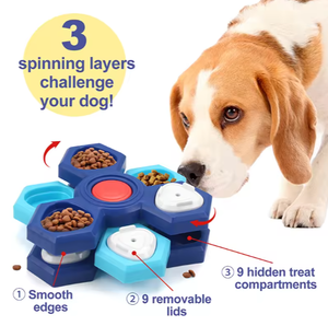 Jeu de puzzle interactif pour chien à alimentation lente, boîte de jeu en plastique PP antidérapant, bol d'alimentation lente pour animaux de compagnie, jouet d'entraînement pour chien - Product Image 4