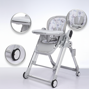 Chaise haute 3-en-1 avec plateau double couche, roues silencieuses universelles, hauteur réglable, 6 positions, cadre épaissi, ceinture de sécurité - Product Image 3