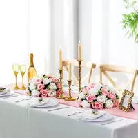 Bouquet de fleurs artificielles en fausse soie pour mariage, roses artificielles, boules de fleurs pour centre de table de mariage