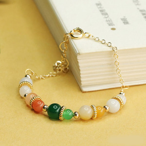 Bracciali con Catena e Maglie in Pietra Naturale di Giada Verde, Gioielli alla Moda, Bracciali con Perle di Giadeite Birmana, Bracciali con Perle di Giada del Myanmar - Product Image 3