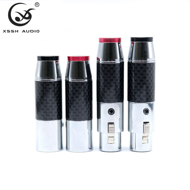Balanced Interface Jack YIVO XSSH Hifi Audio DIY Female Male 3 Pins Carbon Fiber Plated Rhodium Gold Cannon XLR Plug Connector