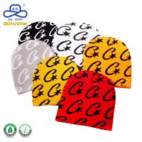 Kustomisasi C Star Pixel Jacquard Beanie OEM Pola Blok Rajut Y2K Unisex Musim Dingin 6 Warna untuk Merek Streetwear