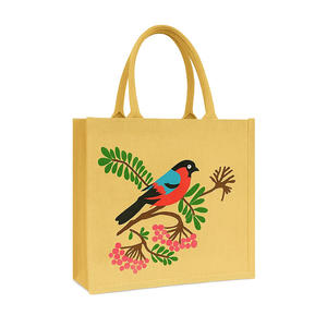 Bolsa de Yute con Diseño de Aves Tropicales, Venta al por Mayor, Personalizable, Ecológica y Reutilizable para Compras - Product Image 1
