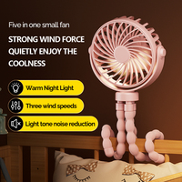 Ventilateur portable USB rechargeable flexible à clipser sur trépied, mini ventilateur pieuvre pour poussette de bébé, vente en gros