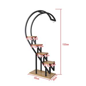 室内バルコニー5層木製植木鉢ディスプレイラックガーデン組み立て植物棚スタンド - Product Image 2