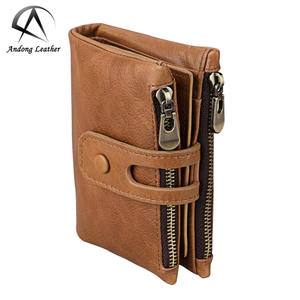 กระเป๋าสตางค์แบบสั้น Andong สำหรับผู้ชาย หนังวัวแท้ ป้องกัน RFID สไตล์เรโทร แฟชั่น ทันสมัย พร้อมช่องใส่บัตร - Product Image 1