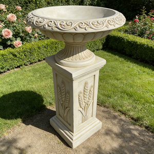 Set di Vasi e Piattaforme Decorative in Resina Artigianale con Motivi di <span class=keywords><strong>Grano</strong></span> Giallo Chiaro e Erba Arricciata, Decorazione per la Casa - Product Image 6