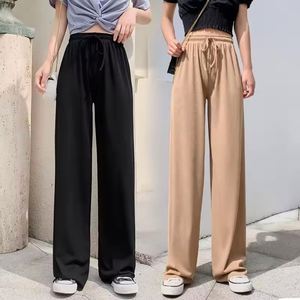 I-0287 Nouveau <span class=keywords><strong>pantalon</strong></span> d'été ample pour femme, taille haute, jambe <span class=keywords><strong>large</strong></span>, en <span class=keywords><strong>soie</strong></span> glacée, décontracté et long - Product Image 3