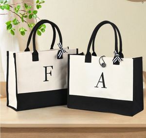 Sacs fourre-tout en vrac avec rubans ; Sacs en coton personnalisés ; Sacs à main en toile à bandoulière - Product Image 3