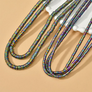 Rondelle Heishi perles de <span class=keywords><strong>pierre</strong></span> d'<span class=keywords><strong>hématite</strong></span> noir or argent, perles d'<span class=keywords><strong>hématite</strong></span> plaquées or rose de 1mm 2mm 3mm 4mm pour la fabrication de bijoux - Product Image 5