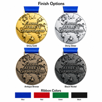 Médaille personnalisée en or avec carte du monde et ruban, récompense en métal 3D brillante pour les compétitions sportives