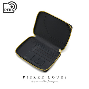 Pierre Loues <b>Passport</b> <b>Holder</b> <b>Pink</b> RFID Protection Zippered Travel Document Case 7 Inch Solid Color Embossing Design - Product Image 4