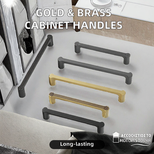 Hot Sale Modern Brass Furniture Handles Gold <b>Black</b> Grey for Wardrobe Cupboard Closet Kitchen <b>Cabinet</b> Bedroom Pulls for School - Product Image 3