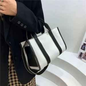 Women's High Quality Summer White Canvas Boat Tote Bag Waterproof Reusable Ribbon Handle Cute Woven Insert Daily Shopping Beach - Product Image 6