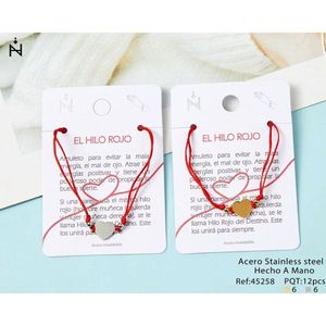 Bracciale El Hilo Rojo in acciaio inossidabile con cuore, fatto a mano, unisex, con ciondoli religiosi, idea regalo, 12 pezzi - Product Image 1