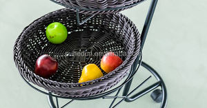 رفوف عرض سوبر ماركت 3 طبقات مع حامل سلال الروطان المتنقلة من بولي بروبلين حامل سلة خضروات من الخوص البلاستيكي - Product Image 4