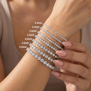 Pulsera Ajustable de Plata de Ley 925 con Circonita Cúbica de Fila Única y Engaste de Puntas, Tamaños Múltiples 2.0-5.0mm, Fabricación Personalizada - Product Image 1